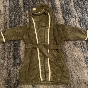 Kids Olive Green Hooded Bathrobe